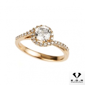 18k Rose Gold Round Brilliant Cut Diamond Ring 0.71ct F/SI2